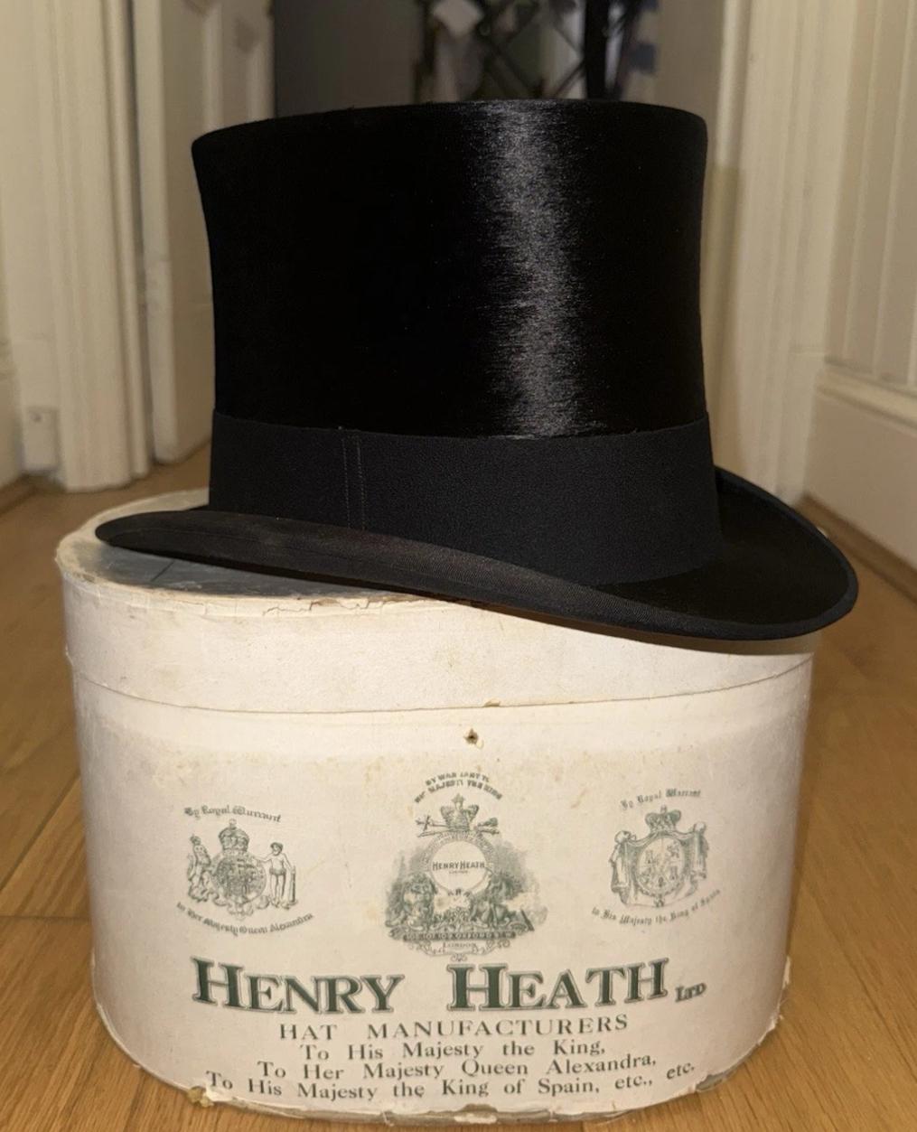 Antique Silk Top Hat - Henry Heath - Size 56cm